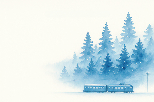 식물 계절 공공시설 육상교통 컨셉 대중교통 역 그림 생태계 파일형식 기차 나무 겨울 산 풍경 기차역 자연 여행 이동 하늘 전봇대 수목 날씨 풍경화 일러스트 국내일러스트 JPG