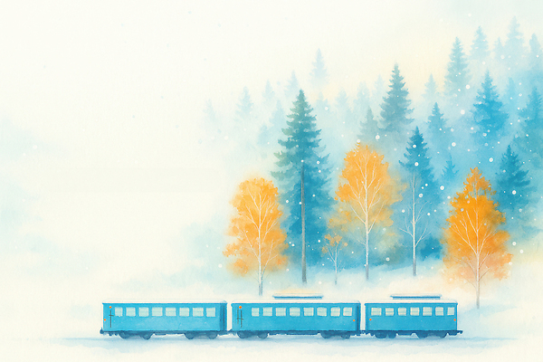 식물 육상교통 컬러 컨셉 날씨 대중교통 풍경 역 생태계 파일형식 탑뷰 기차 숲 나무 안개 파란색 여행 자연 전경 기차역 이동 산 시골 고요 초원 환경 일러스트 국내일러스트 JPG