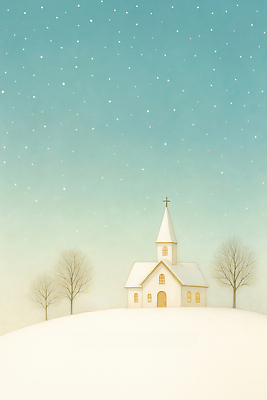 자연요소 식물 계절 기념일 종교건축 건물 생태계 파일형식 교회 언덕 나무 하늘 별 겨울 풍경 조용 자연 빛 신성 크리스마스 종교 전통 고요 축제 기도 일러스트 국내일러스트 JPG