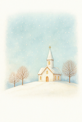 식물 건축물 계절 컨셉 겨울 종교건축 풍경 건물 크기 생태계 파일형식 교회 언덕 나무 하늘 자연 평화 단순화된 고요 작음 설경 기도 종교 공간 방문 추위 일러스트 국내일러스트 JPG