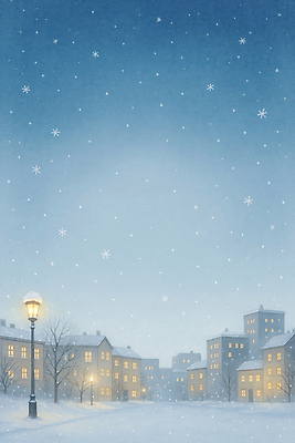 JPG 겨울 가로등 일러스트 하늘 날씨 거리 주택 풍경 빛 도시풍경 고요 도시 차가움 겨울풍경 국내일러스트 AI일러스트 AI콘텐츠 계절 공공시설 건물 파일형식