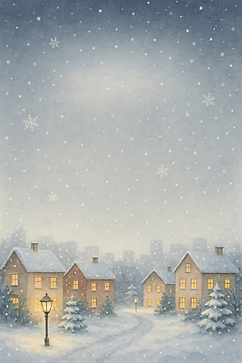 JPG 나무 도로 길 겨울 일러스트 날씨 조명 주택 서울 밝음 풍경 야외 마을 흰색 도시 눈송이 골목길 차가움 저녁 조용 국내일러스트 AI일러스트 AI콘텐츠 식물 계절 컬러 교통시설 한국 눈_날씨 건물 야간 파일형식