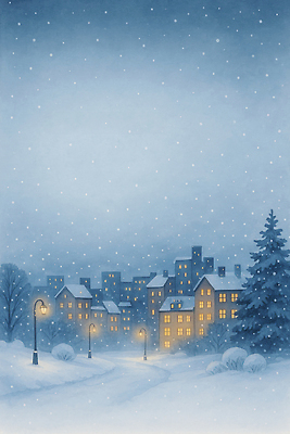 JPG 나무 길 겨울 가로등 일러스트 조명 거리 주택 풍경 빛 평화 도시 눈송이 차가움 시민 국내일러스트 AI일러스트 AI콘텐츠 식물 계절 공공시설 컨셉 눈_날씨 건물 국민 파일형식