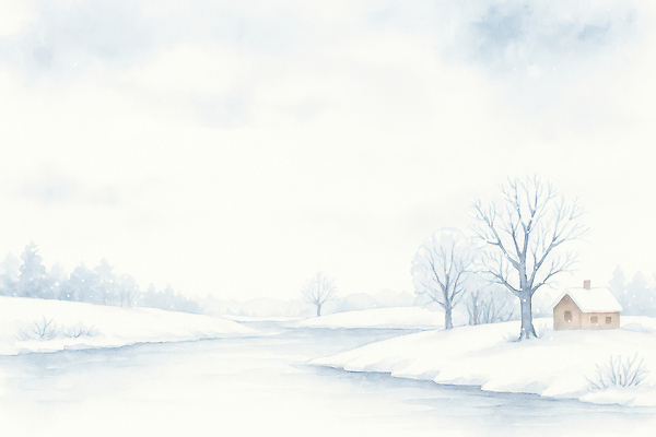 자연요소 식물 계절 길 날씨 눈_날씨 건물 그림 생태계 파일형식 겨울 강 나무 주택 풍경 호수 하늘 안개 눈길 산 자연 물 차가움 조용 풍경화 수채화 일러스트 국내일러스트 JPG