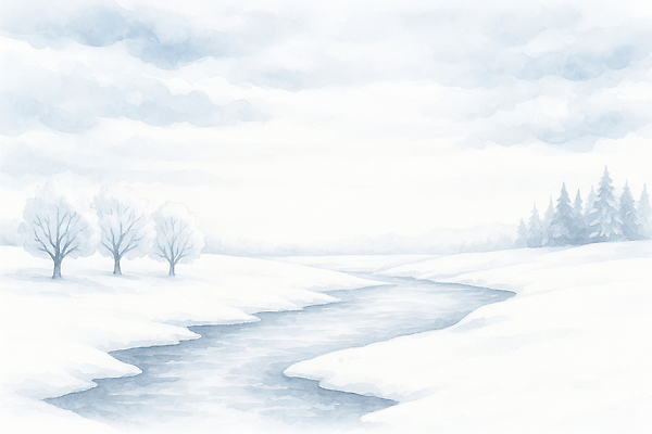식물 계절 컨셉 물 강 생태계 파일형식 겨울 풍경 나무 하늘 흐름 차가움 자연 조용 강가 수면 시골 일러스트 국내일러스트 JPG
