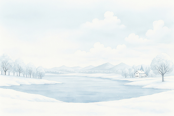 자연요소 식물 계절 컬러 건물 라이프 생태계 파일형식 겨울 강 주택 나무 풍경 산 자연 하늘 얼음 차가움 물 숲 흰색 조용 공간 일상 일러스트 국내일러스트 JPG