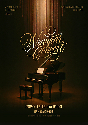 템플릿 컨셉 문화예술 이벤트 공연 날짜 건반악기 야간 요일 파일형식 벡터 새해 음악회 피아노 12월 금요일 저녁 시작 포스터 음악 클래식 이미지템플릿 AI파일 연말