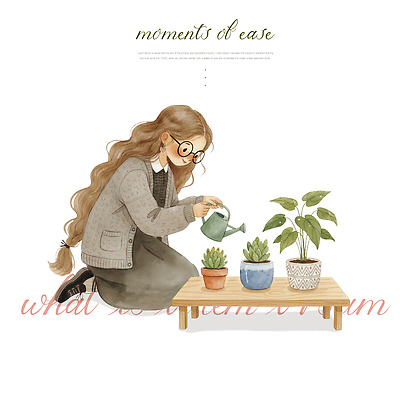 PSD 나무 식물 여자 화분 문화 화초 일러스트 자연 탁자 휴식 실내 관리 취미 인테리어 사무실 평화 환경 정원 물주기 원예 테라리움 국내일러스트 디자인 가구 컨셉 비즈니스 모션 사람 내부 생태계 파일형식