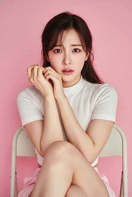 JPG 편집이미지 손 여자 감정 분홍색 포즈 백그라운드 상의 신체 의자 표정 감성 긴장 의료성형뷰티 스타일 편집실사 옷 컬러 가구 컨셉 사람 신체부위 CG 파일형식