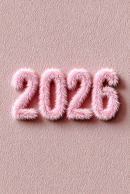 편집이미지 문자 컬러 연도 파일형식 2026년 숫자 털 백그라운드 분홍색 디자인 장식 그래픽 스타일 이미지편집 JPG 타이포그라피 병오년