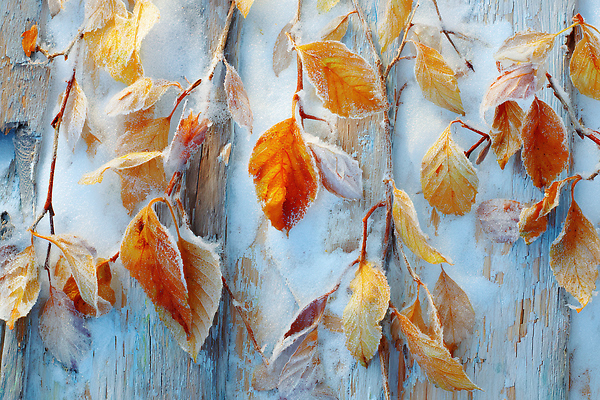 JPG 나무 식물 편집이미지 계절 잎 겨울 자연 나뭇잎 풍경 환경 얼음 주황색 눈 차가움 고드름 편집실사 자연요소 컬러 날씨 CG 생태계 파일형식