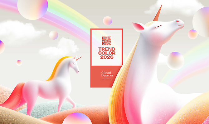 모양 PSD 편집이미지 디자인 컬러 상상 그래픽 유행 디지털 그림 장면 클라우드서비스 유니콘 환상 2026년 이미지편집 클라우드댄서 컨셉 연도 서비스 파일형식 트렌드컬러 2026트렌드