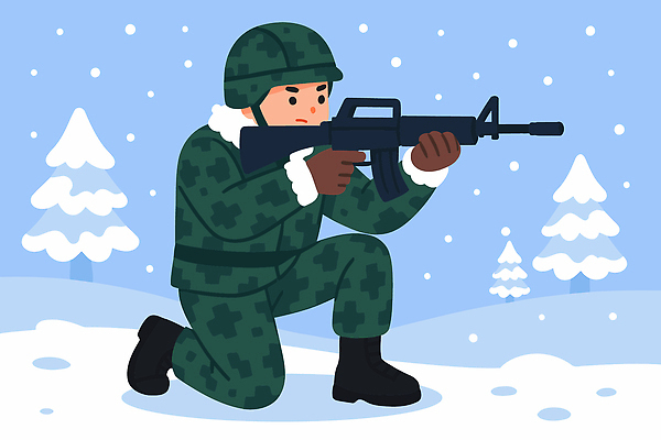 식물 직업 계절 무기 유니폼 겨울 모션 사람 풍경 국군 파일형식 벡터 군인 총 나무 연습 사격 포즈 설경 남자 전쟁 군복 수비 경계 야외 눈사람 일러스트 국내일러스트 AI파일 군대 국방