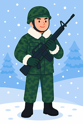 식물 직업 계절 무기 유니폼 겨울 모션 풍경 환경 국군 파일형식 벡터 군인 총 나무 야외 군복 산 장비 서기 추위 겨울풍경 안전 친환경 연습 보초 조준 일러스트 국내일러스트 AI파일 군대 국방