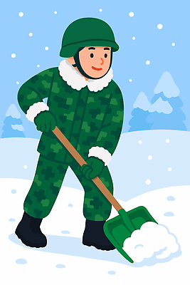 식물 직업 계절 유니폼 표정 신체부위 국군 파일형식 벡터 군인 겨울 제설 작업 나무 미소 군복 환경 날씨 청소 장비 조화 야외 모션 손 삽 노력 보병 일러스트 국내일러스트 AI파일 군대 국방