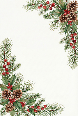 나무 식물 계절 기념일 컬러 컨셉 크리스마스 이벤트 공백 생태계 파일형식 AI콘텐츠 소나무 열매 솔방울 장식 겨울 백그라운드 초록색 자연 디자인 예술 잎 크리스마스장식 축제 수채화 화사함 조화 테두리 JPG 일러스트 국내일러스트 카피스페이스 프레임 AI일러스트