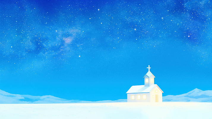 자연요소 건축물 계절 기념일 종교 컬러 종교건축 건물 생태계 파일형식 AI콘텐츠 겨울 교회 별 하늘 풍경 고요 빛 사막 자연 산 흰색 기도 성전 거리 크리스마스 JPG 일러스트 국내일러스트 기독교 AI일러스트