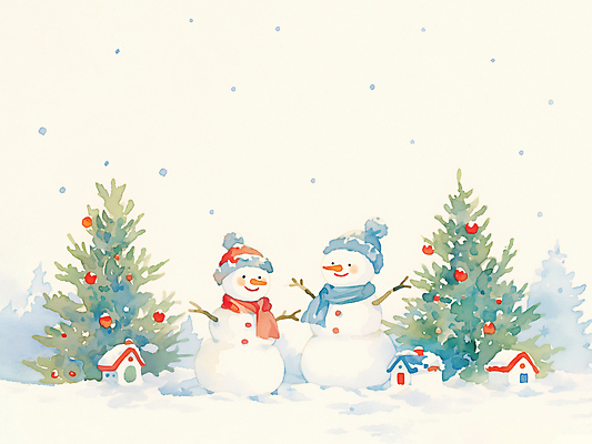 자연요소 식물 계절 기념일 크리스마스 날씨 눈_날씨 건물 파일형식 AI콘텐츠 눈사람 겨울 나무 주택 장식 조화 풍경 크리스마스트리 눈내림 오브젝트 감정 컬러 장면 눈덩이 바람 JPG 일러스트 국내일러스트 AI일러스트