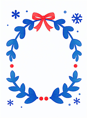 도형 식물 계절 기념일 컬러 오브젝트 파일형식 AI콘텐츠 장식 테두리 잎 리본 색칠 손그림 원형 백그라운드 그림 디자인 크리스마스 겨울 도안 문구용품 선물 파란색 빨간색 흰색 JPG 일러스트 국내일러스트 AI일러스트