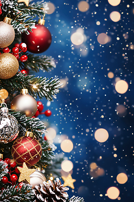 식물 편집이미지 계절 기념일 컬러 파일형식 AI콘텐츠 크리스마스 장식 나무 공 백그라운드 빛 축제 겨울 느림 조명 은색 JPG 이미지편집 AI컴퓨터그래픽