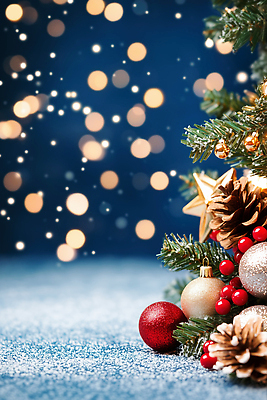 자연요소 식물 편집이미지 계절 기념일 컨셉 크리스마스 이벤트 파일형식 AI콘텐츠 크리스마스트리 장식 조명 분위기 오브젝트 별 공 연말 나무 바닥 파티 JPG 겨울 이미지편집 AI컴퓨터그래픽