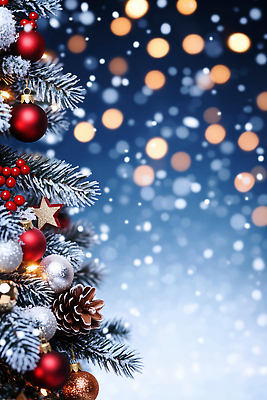 JPG 편집이미지 별 크리스마스 겨울 조명 장식 빨간색 장난감 크리스마스트리 축제 흰색 소나무 눈송이 은색 구슬 이미지편집 AI컴퓨터그래픽 AI콘텐츠 자연요소 나무 계절 기념일 컬러 눈_날씨 파일형식