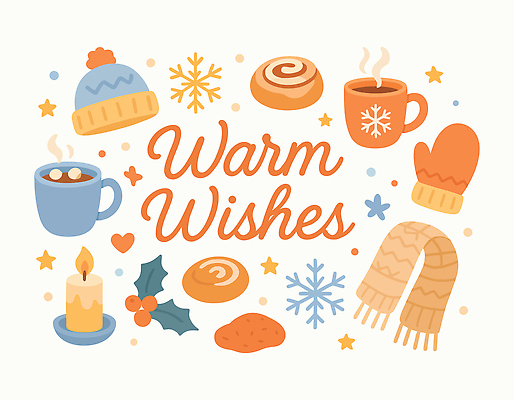 음료 겨울 일러스트 캘리그라피 휴식 디저트 따뜻함 사랑 장식 컵 스카프 희망 마음 눈송이 구이 향초 코코아 밀랍 시나몬 맛있는 국내일러스트 AI파일 식기 계절 감정 음식 컨셉 초 눈_날씨 목도리 파일형식 벡터
