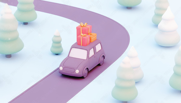 JPG 나무 편집이미지 도로 길 크리스마스 겨울 자동차 선물 선물상자 보라색 축제 운전 휴일 숲 눈길 편집3D 식물 계절 기념일 육상교통 컬러 교통시설 모션 눈_날씨 상자 3D 파일형식