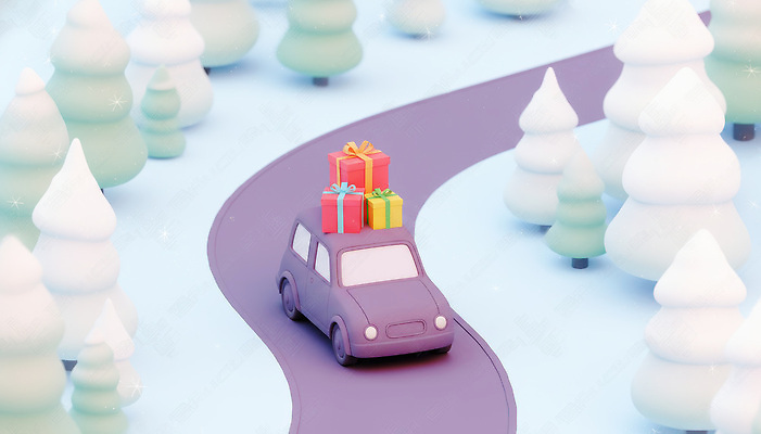 JPG 나무 편집이미지 리본 도로 여행 이동 크리스마스 겨울 자동차 휴가 선물 상자 보라색 운전 숲 편집3D 식물 계절 기념일 길 육상교통 컬러 컨셉 교통시설 모션 3D 파일형식