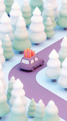 JPG 나무 편집이미지 크리스마스 겨울 자동차 선물 선물상자 숲 편집3D 식물 계절 기념일 육상교통 상자 3D 파일형식