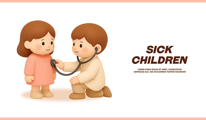 PSD 편집이미지 캐릭터 어린이 의학 청진기 친절 건강 병원 치료 친구 진료 환자 의사 아기 질병 편집3D 관계 의료기기 사람 3D 의료진 파일형식