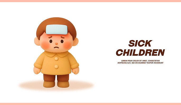 PSD 편집이미지 어린이 건강 병원 치료 간호사 의사 걱정 감염 소아과 응급실 편집3D 감정 의학 사람 3D 의료진 파일형식