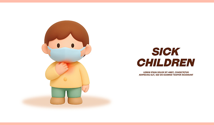 PSD 편집이미지 손 어린이 주택 건강 마스크 일상 치료 고통 아기 가슴 간호 예방 소아과 기침 편집3D 감정 의학 병원 사람 건물 라이프 신체부위 3D 파일형식