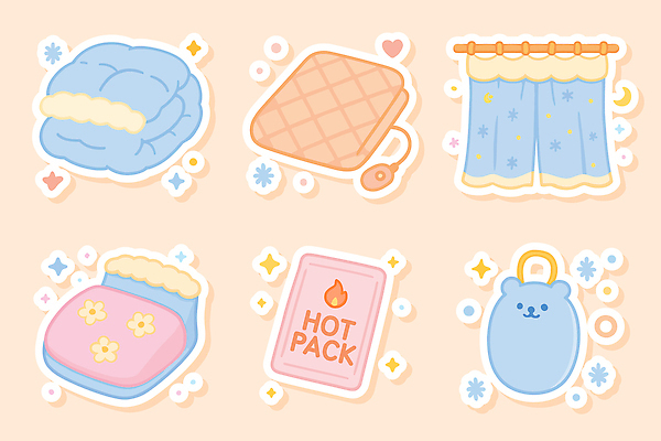 디자인 컬러 생활용품 겨울 패턴 일러스트 따뜻함 일상 귀여움 공간 이불 방 커튼 비눗방울 상품 저녁 편안함 정리 난방 꾸미기 핫팩 국내일러스트 AI파일 계절 컨셉 무늬 침구 라이프 감각 야간 오브젝트 손난로 파일형식 벡터