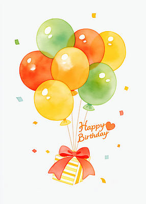 JPG 기념일 행복 일러스트 선물 이벤트 장식 초록색 세트 노란색 파티 귀여움 축제 주황색 기쁨 모임 축하 생일 풍선 테마 국내일러스트 AI일러스트 AI콘텐츠 감정 컬러 컨셉 파일형식