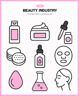 모양 여자 산업 일러스트 건강 뷰티 화장품 상품 크림 피부관리 로션 마스크팩 세럼 국내일러스트 AI파일 사람 팩 파일형식 벡터