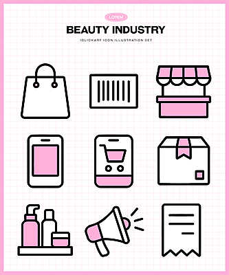 디자인 패션 산업 일러스트 쇼핑 뷰티 유행 판매 상점 기계 화장품 시장 구매 알림 패키지 국내일러스트 AI파일 파일형식 벡터