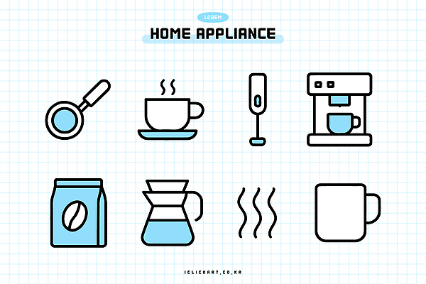 디자인 생활용품 일러스트 주전자 일상 주방 원두 도구 커피잔 커피메이커 오브젝트 생활가전 이미지 정리 거품기 국내일러스트 AI파일 커피 주방용품 잔 라이프 가전제품 커피용품 파일형식 벡터