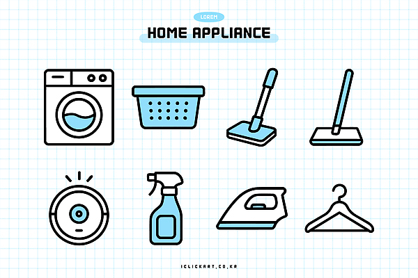 생활용품 일러스트 사무실 바구니 주방 청소도구 청소 생활가전 스프레이 청소기 세탁기 다리미 걸이 사용방법 소형가전제품 국내일러스트 AI파일 비즈니스 전자제품 가전제품 도구 오브젝트 방법 파일형식 벡터