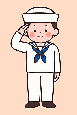 캐릭터 디자인 옷 문화 어린이 바다 상징 일러스트 친절 미소 소년 청춘 귀여움 군인 인사 심플 해군 국내일러스트 AI파일 직업 남자 컨셉 군대 표정 사람 예절 국군 파일형식 벡터