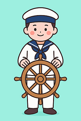 옷 감정 어린이 바다 일러스트 장난 모션 놀이 항해 안전 정장 수상스포츠 핸들 즐거움 해군 선원 국내일러스트 AI파일 스포츠 배_교통 군대 사람 파일형식 벡터