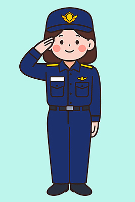 직업 손 여자 감정 백그라운드 유니폼 일러스트 모션 안전 믿음 표현 작업 경찰 지역 경례 유지 규율 해양경찰 국내일러스트 AI파일 옷 사람 신체부위 인사 파일형식 벡터