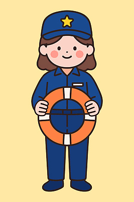 직업 응시 나라 바다 유니폼 일러스트 모션 건강 미소 안전 사람 일상 수영 도움 구출 준비 구조요원 의무 해양경찰 국내일러스트 AI파일 시선 옷 컨셉 표정 라이프 수상스포츠 경찰 파일형식 벡터