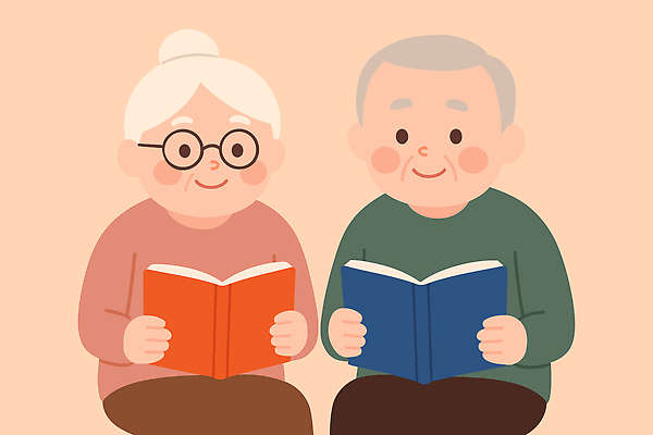 여자 노년 남자 행복 안경 일러스트 모션 실내 웃음 취미 책 친구 실버라이프 독서 교양 표현 시간 연령 즐거움 화합 국내일러스트 AI파일 라이프스타일 잡화 감정 관계 표정 사람 성인 내부 파일형식 벡터