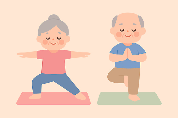 노년 행복 감정 포즈 일러스트 요가 모션 실내 건강 실버라이프 노후 운동복 운동 스트레칭 매트 몸무게 편안함 균형 유연 공동체 전사자세 나무자세 국내일러스트 AI파일 라이프스타일 웰빙 옷 성인 내부 요가자세 감각 파일형식 벡터