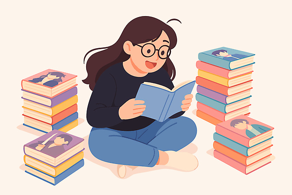 캐릭터 교육 문화 일러스트 상상 바닥 이야기 소녀 취미 책 학습 소파 독서 시간 집중 읽기 즐거움 문학 그림책 만화책 덕후 국내일러스트 AI파일 여자 감정 어린이 컨셉 의자 모션 약어 파일형식 벡터