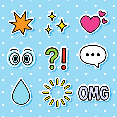 기호 디자인 별 문화 백그라운드 스티커 일러스트 대화 파란색 물음표 물방울 하트 표현 느낌표 덕후 국내일러스트 AI파일 자연요소 모양 문자 컬러 말하기 약어 파일형식 벡터
