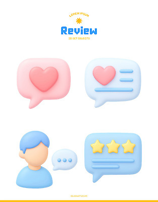 PSD 편집이미지 디자인 감정 별 말풍선 사람 그래픽 하트 표현 온라인쇼핑 평가 소통 리뷰 마케팅 별점 피드백 사용자 편집3D 자연요소 모양 컨셉 쇼핑 3D 점수 온라인 파일형식
