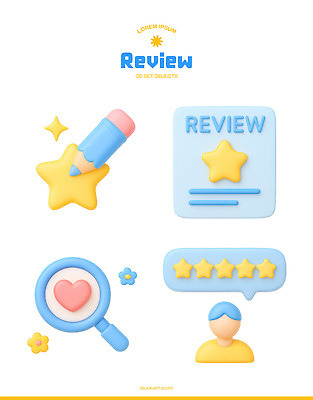 PSD 편집이미지 디자인 별 컬러 사람 그래픽 연필 하트 표현 검색 온라인쇼핑 평가 소통 리뷰 마케팅 별점 편집3D 자연요소 모양 컨셉 학용품 쇼핑 필기구 3D 점수 온라인 파일형식