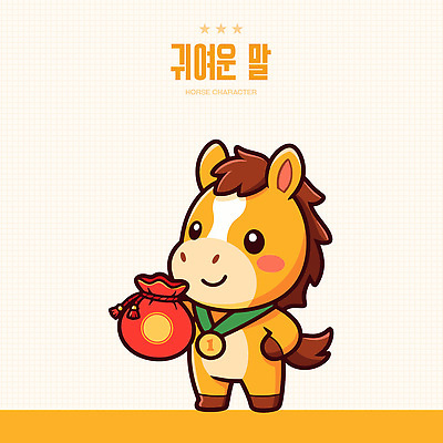 모양 캐릭터 디자인 어린이 상징 컬러 백그라운드 일러스트 놀이 새해 표정 이야기 웃음 친구 귀여움 동전 표현 말_동물 주머니 즐거움 그림 말띠 2026년 일러캐릭터 병오년 붉은말 붉은말캐릭터 AI파일 감정 컨셉 돈 포유류 관계 사람 십이지신 연도 말캐릭터 파일형식 벡터